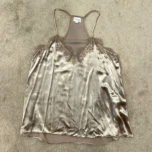 CAMI NYC “The Racer Lace Trimmed Velvet Camisole”